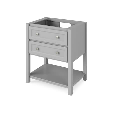 Jeffrey Alexander 30" Grey Adler Vanity, Calacatta Vienna Quartz Vanity Top, undermount rectangle bowl VKITADL30GRCQR